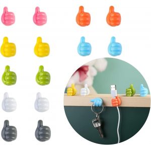 Crochet mural de pouce pour accrocher,14pcs auto-adhésif pouce câble organisateur clips pas de poinçonnage clé crochet H - Neuf
