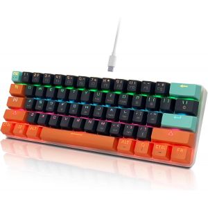 TIANYI-Clavier de jeu, clavier mécanique USB RVB, 26 anti-ghosting, commutateur rouge, 60 % QWERTY US Layout, clavier gamer filaire 61 touches pour PC/Windows Gamer/bureau - Neuf