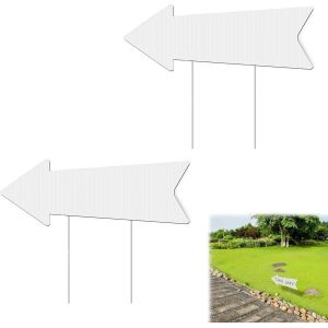 Mevronisshop-2 Signe De Pieu De Cour Signe De Pelouse Avec Piquet Par Ici, Signe De Pieu Panneau De Signalisation Directionnel Signe Au Sol Extérieur Plastique Blanche Tableau D'écriture - Neuf