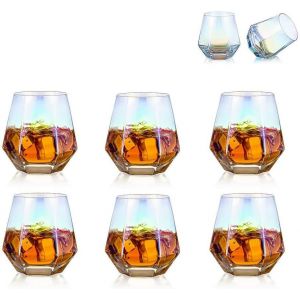 6 Verres &Agrave; Whisky G&eacute;om&eacute;triques Inclin&eacute;s &iquest; 50&deg; Diamant - Neuf
