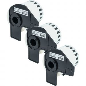 vhbw 3x Rouleau d'&eacute;tiquettes + support 62mm x 15,24m (1 &eacute;tiquette) compatible avec Brother PT QL-580N, QL-650, QL-580 &eacute;tiqueteuse - premium jaune - Neuf