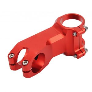 Potence De Vtt Haute Durete (25 Degres), Alliage D'aluminium Decoupe, Rouge, Pour Velo De 80 Mm - Neuf