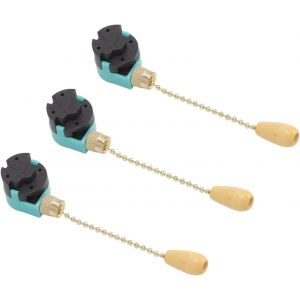 CHECARZHN--NO1-3Pcs Interrupteur À Chaîne De Traction, Interrupteur De Lumière De Ventilateur De Plafond 3 Vitesses 4 Fils Pour Plafonnier Ventilateur Lampe Applique Murale (Or) - Neuf