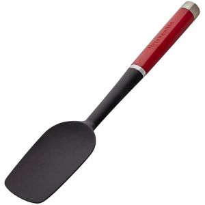Kal-Spatule De Cuisine Plate En Silicone Et Inox, Tête Souple Résistante À La Chaleur - Couleur Rouge Cerise - Neuf