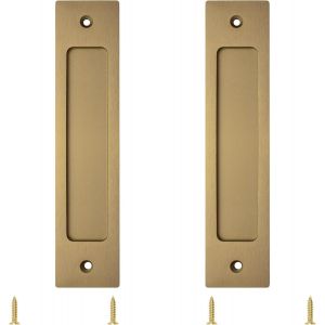 lbgwp60-Poigne De Porte Coulissante Encastrée Rectangulaire, 2Pcs Champagne Gold Affleurant Poignée De Porte De Placard En Aluminium Doigt De Poignée Avec Vis Pour Porte Coulissante De Grange (180Mm) - Neuf