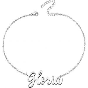 Bracelet Pour Femme Avec Pr&eacute;nom En Acier Inoxydable - Pendentif Pr&eacute;nom Personnalis&eacute; Argent&eacute; Pour Femme - Cadeaux Personnalis&eacute;s Pour Femme, M&egrave;re, Fille, Meilleure Amie - Neuf