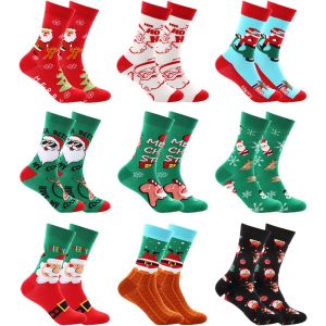 Jgd-Lot De 9 Paires De Chaussettes De No&euml;l Pour Homme Et Femme - Motif De No&euml;l - Chaussettes Color&eacute;es Douillettes - Chaussettes Festives En Coton Pour Hommes Et Femmes - Cadeau, Couleur : 9 Paires, - Neuf