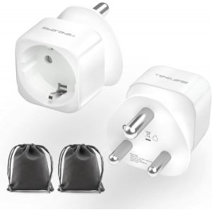 JGD-2 Pi&egrave;ces Adaptateur de Voyage Prise France Europe vers Afrique du Sud 2 Broches Europe vers 3 Broches Type M pour des Voyages en Afrique du Sud, Swaziland, Namibie, Mozambique Plus Type M Adaptat - Neuf