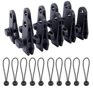Lot De 10 Attaches De B&acirc;che Robustes Avec Tendeurs &Eacute;lastiques &iquest; Durables, Imperm&eacute;ables, Parfaites Pour Les Tentes &Agrave; Baldaquin, Le Camping Et L'ext&eacute;rieur &iquest; 20 Pi&egrave;ces Au Total - Neuf