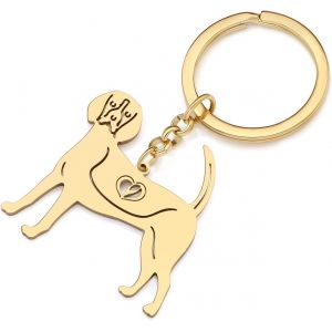 KAL-Porte-Cl&eacute;s Chien Acier Inoxydable Portefeuille Porte-Cl&eacute;s Voiture Bijoux Animaux Amoureux Chiens Cadeaux Femme Filles Porte-Cl&eacute;s Chien - Neuf