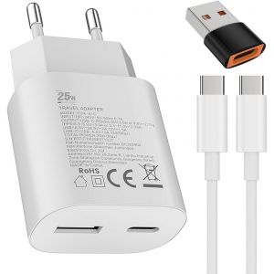 Chargeur Rapide S24 Pro15 16 C&acirc;ble De Charge 25W Usb Pour: Iphone16 15 / Pro Max/Plus Samsung Galaxy S25 S24 S23 S22 S21 S20 S20 A56 A55 A54De T&eacute;l&eacute;phone Portable Prise De Charge Adaptateur De Charge - Neuf