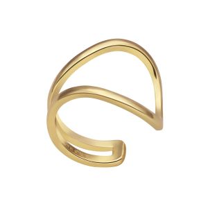 Bague Ligne Courb&eacute;e Dor&eacute;e - Neuf