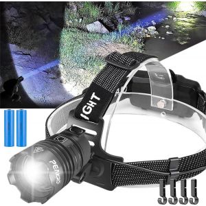 Lampe Frontale Led Rechargeable, Ultra Puissante 50000 Lumens Lampe Torche, Xhp70.2 Lampe Frontale Led 3 Modes, 5600mah Usb-C, Zoomable, Ip65 Lampe Frontale Pour Camping Pêche Randonnée - Neuf