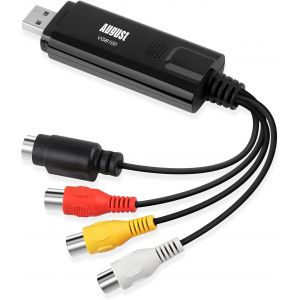 VGB100 Enregistreur Convertisseur de Vidéo/Audio AV-Carte de Capture Vidéo Clé USB 2.0 ¿ Câble de Transfert RCA vers USB ¿ Compatible Windows 10/8/7/Vista-SECAM PAL - Neuf