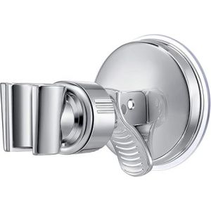Pomme de Douche réglable Titulaire Ventouse porte-pomme de Douche pour la salle de Bains Support Plastique d'ABS avec finition Chrome, Marbre, Verre, Métal, Céramique (1, Clé d'Argent) - Neuf