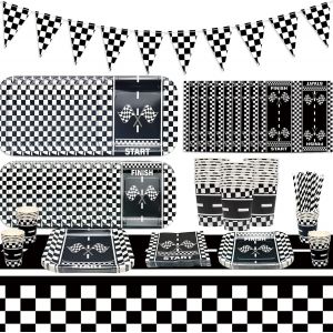 Letnerny-Fournitures De F&ecirc;te D'anniversaire Sur Le Th&egrave;me De La Voiture Pour 20 Invit&eacute;s, Assiettes En Carton, Nappe De Circuit, Serviettes De Table, Gobelets, D&eacute;corations De F&ecirc;te Pour Anniversaire De - Neuf