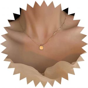 Kal-Collier Pendentif Nacre Boho Collier Carr&eacute; Nacre Or Collier Carr&eacute; Nacre Minimaliste Collier Ras De Cou En Nacre Blanche Bijoux Pour Femmes Et Filles - Neuf