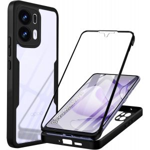 TRAHOO-&Eacute;tui 360&deg; Oppo Reno13 Pro 5G - Anti-chocs, Protection d'&eacute;cran int&eacute;gr&eacute;e, Robuste, Transparent - Noir - Neuf
