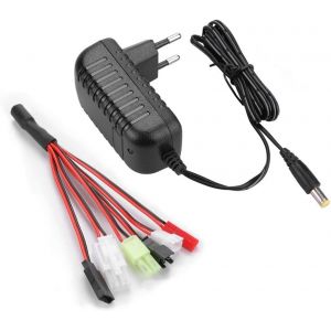 Airsoft Chargeur Pour Nimh/Nicd 2-10s 2,4v-12v Batterie, Rc Chargeur Intelligent Pour Voiture Rc Bateau Rc Airsoft Drone, Avec 5 Commun Connecteur(Mini Tamiya/Standard Tamiya/Jst/Sm 2p/Huanqi) - Neuf