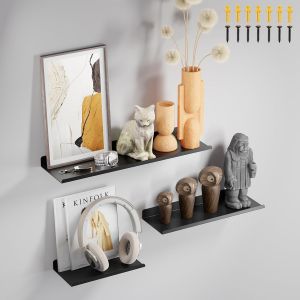 CAUC-Etagere Murale Metal 3 Pi&egrave;ces, &Eacute;tag&egrave;re Flottante, Etagere Livre Murale Noir, Supporte 10 KG, Support Vinyle Mural, Etagere Murale Industrielle pour Cadre Photos, D&eacute;corations - Neuf