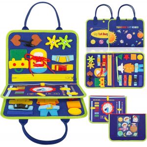 ChenQuanSarl-Busy Board, Busy Board Montessori 1 2 3 Ans, 4 Couches Planche Montessori, Jeu Educatif Pour Apprendre Motricit&eacute; Fine, Jouet Planche Montessori Portable Pour Enfants 1-5 Ans - Neuf