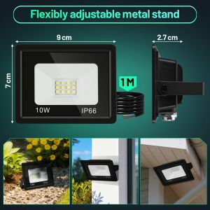 10w Projecteur Led Ext&eacute;rieur Projecteur Floodlight Ip66 &Eacute;tanche Projecteur Ext&eacute;rieur Pour Terrain De Sport Garage 3000k Blanc Chaud - Neuf