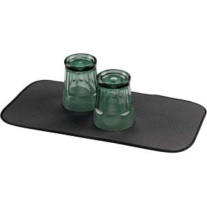 Kalanka-Idesign Idry Tapis De Sechage, Petit Tapis &Eacute;gouttoir Vaisselle En Polyester, Tapis &Eacute;vier Fin Pour Un S&eacute;chage Rapide Des Assiettes, Noir/Blanc - Neuf