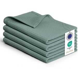 Kalanka-Torchon Cuisine 50x70 Cm - Lot De 4 Torchon Coton 100% - Torchons De Cuisine Gaufr&eacute;s Lavable En Machine &Agrave; 60 &deg;C - Torchon Main - Torchon Cuisine Vaisselle Absorbant - Linge De Table - Vert - Neuf