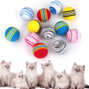 KAL-Lot De 12 Balles De 4,2 Cm Pour Chat Arc-En-Ciel En Mousse Colorée, Douce Et Silencieuse, Jouet Interactif Pour Chat - Neuf