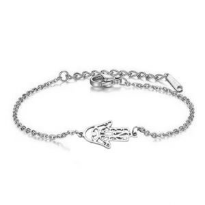 Bracelet Femme Acier Inoxydable Argenté Main De Fatma - Neuf