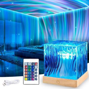 ERYI-Lamp Led Projecteur Ciel Etoile,16 Couleurs Cristal Lampe Projecteur Aurore Boréale Avec Télécommande,Projecteur De Galaxie,Veilleuse Led Lampe,Pour Bébé Enfant Decoration Chambre Cinéma Maison - Neuf