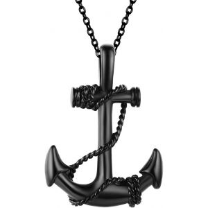 Kal-Pendentif En Acier Inoxydable - Ancre Nautique - Collier Pour Homme - Neuf