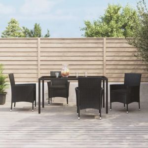Prolenta Premium - Ensemble &Agrave; Manger De Jardin Coussins 5pcs Noir R&eacute;sine Tress&eacute;e - Neuf