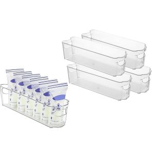 Lot De 4 Bo&icirc;tes De Rangement Transparentes Empilables Pour R&eacute;frig&eacute;rateur, Id&eacute;ales Pour Les Aliments Et Les Boissons - Neuf