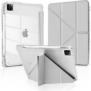 LORANKA-MuyDoux Coque Origami pour iPad Pro 11 Pouces 2022/2021/2020/2018 (4e/3e/2e/1re G&eacute;n&eacute;ration) avec Porte Stylet, 5-en-1 Multiple Angles de Vue, &Eacute;tui Housse Arri&egrave;reTransparente Claire Antichoc, - Neuf