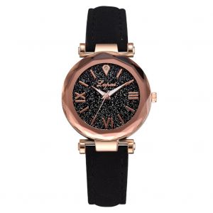 Montre A Quartz Lvpai En Cuir Synthetique Avec Cadran Ciel Etoile Et Motif Vintage Pour Femme (Noir) - Neuf