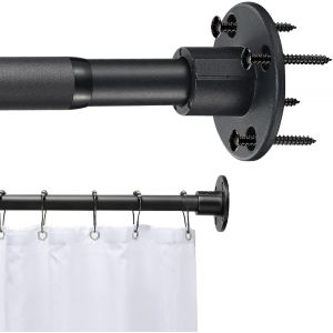 Tringle à rideau de douche noire 40-64cm,tringle de douche ajustable pour la salle de bain,tringle à rideau murale antirouille,fixée avec des vis - Neuf