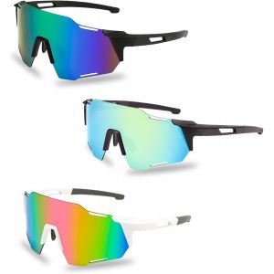 Kalanka-Lunettes De Soleil De Vélo : 3 Pièces Lunettes De Soleil Polarisées Lunettes De Sport Pour Femmes Et Hommes Lunettes De Protection Uv400 Lunettes De Protection Rapides Lunettes De Sport Lunet - Neuf