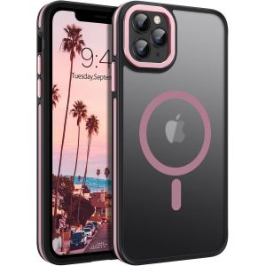 Maa-Coque Pour Iphone 11 Pro Max Coque Magnétique Compatible Avec Magsafe, Etui Téléphone Iphone 11 Pro Max Case Translucide Mate Antidérapante Housse Fin, Rose - Neuf