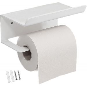 Porte-papier toilette, porte-serviettes en acier inoxydable pour téléphone portable, porte-rouleau de papier toilette, porte-papier toilette avec étagère pour salle de bain et cuisine - Neuf