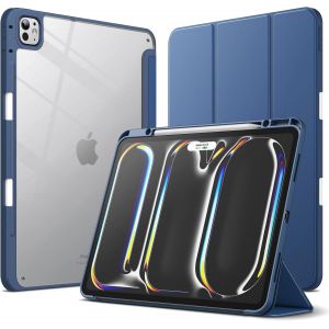 Coque Pour Ipad Pro 13 Pouces M4 (2024) Avec Porte-Pencil, Étui Housse Arrière Clair Transparente Support Fine Antichoc, Veille/Réveil Automatique (Marine)[Coq9128452] - Neuf