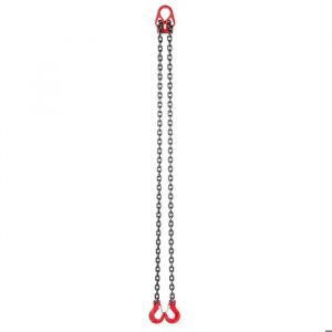 &Eacute;lingue Cha&icirc;ne de Levage &agrave; 2 Brins-Duoku-avec Crochets-8 mm x 3 m-Capacit&eacute; de Charge 3,17 t-Cha&icirc;ne Robuste en Acier Alli&eacute; G80 - Neuf