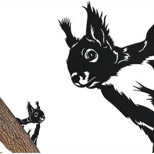 Nouvelhorizonstore-Piquet D'&iquest;&iquest;Cureuil En M&iquest;&iquest;Tal - D&iquest;&iquest;Coration De Jardin En Fer Noir - Silhouette D'animal - R&iquest;&iquest;Sistant Aux Intemp&iquest;&iquest;Ries - 25 X 29 Cm - Neuf