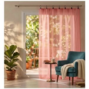 Panneau A Anneaux Voile Tisse 140 X 240 Cm Linke Corail - Neuf