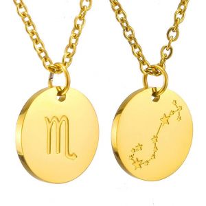 Kal-Zodiac Chain - Collier Pendentif Zodiaque Or/Argent/Or Rose I Collier Zodiaque Acier Inoxydable Femme, Collier Acier Inoxydable Femme - Neuf