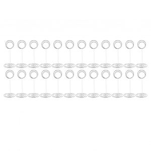 24PCS Table Numéro De Porte 85mm Hauteur Acier Inoxydable Fil Multifonctionnel Porte-Photo Argent - Neuf