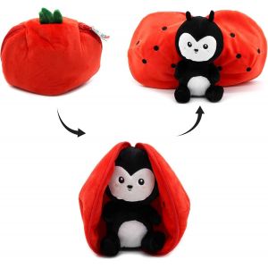 Les D&Eacute;GLINGOS Doudou Gadget Le Lapin/Carotte - Lapin Cache-Cache r&eacute;versible - Peluche Toute Douce pour b&eacute;b&eacute; - Id&eacute;es Cadeaux de NaissanceOrange et Blanc - Neuf