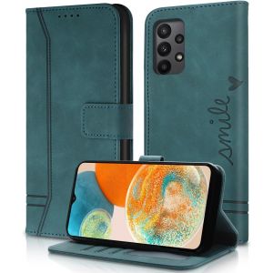 KAL-Coque Pour Samsung Galaxy A23 4G/5G, Portefeuille Rabat Coque Samsung A23, Fentes Cartes Antichoc Support Magn&eacute;tique Protection Case Compatible Avec Samsung Galaxy A23/M23 5G/M13 4G (Vert) - Neuf