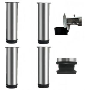 4 Pi&egrave;ces Pied de Meuble R&eacute;glable en Acier Inoxydable(0.6mm),Anti-Rouille,Base Antid&eacute;rapante en ABS,Pied Reglable pour Meuble (0-15mm) pour TV,Table,Cuisine, Salle de Bains (Argent&eacute;,10cm) - Neuf