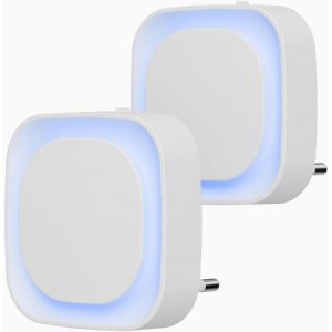 2 Pcs Veilleuse Led Automatique,Lampe De Nuit À Capteur Crépusculaire,3 Niveaux De Luminosité Dimmmable Veilleuse Enfant Avec Prise,Pour Couloir,Cuisine,Salle De Bains (Azur) - Neuf